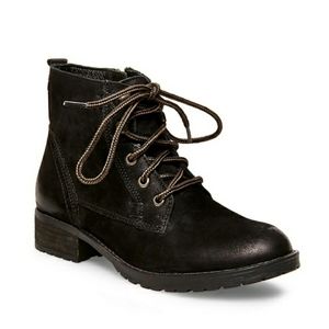 Steve Madden Black Gobbin Lace Up Ankle Boots